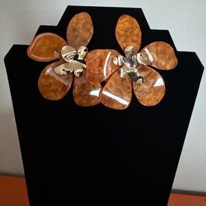 Elegant Floral Orange Earrings